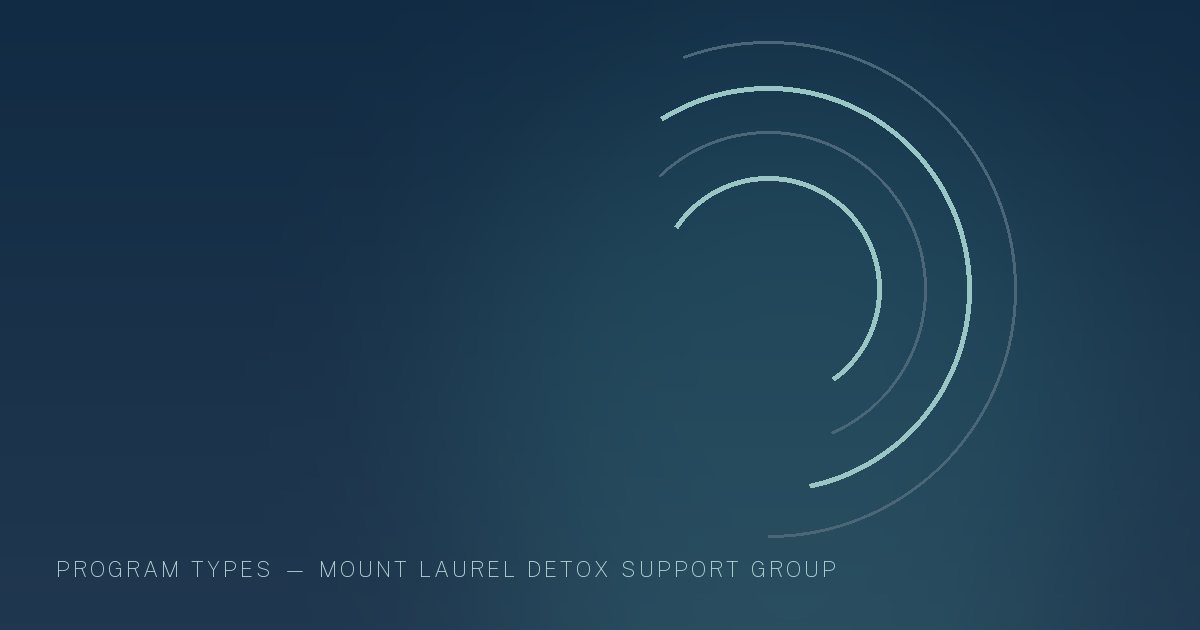 Illustration in the site's navy and teal palette showing overlapping arcs gathered around a common centre, marking this guide to Dual Diagnosis & Co-Occurring Mental Health Treatment in New Jersey.