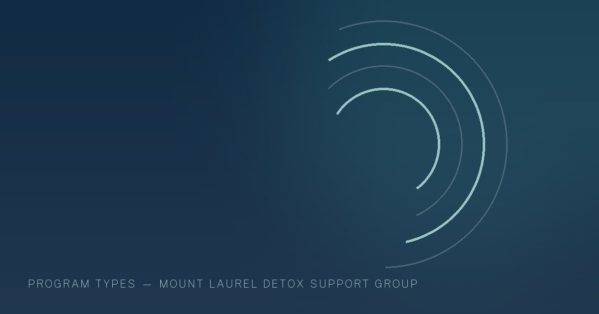 Illustration in the site's navy and teal palette showing overlapping arcs gathered around a common centre, marking this guide to Medication-Assisted Treatment (MAT) in New Jersey.